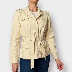 Y2K French Cuff Khaki Belted Jacket Size M/L